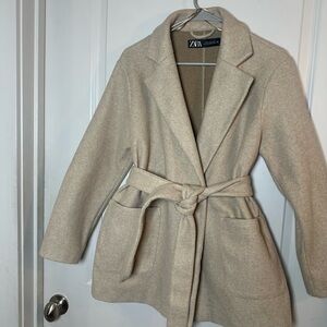 Zara Tan/ Beige Belted Short Sift Trench Coat, Size XS